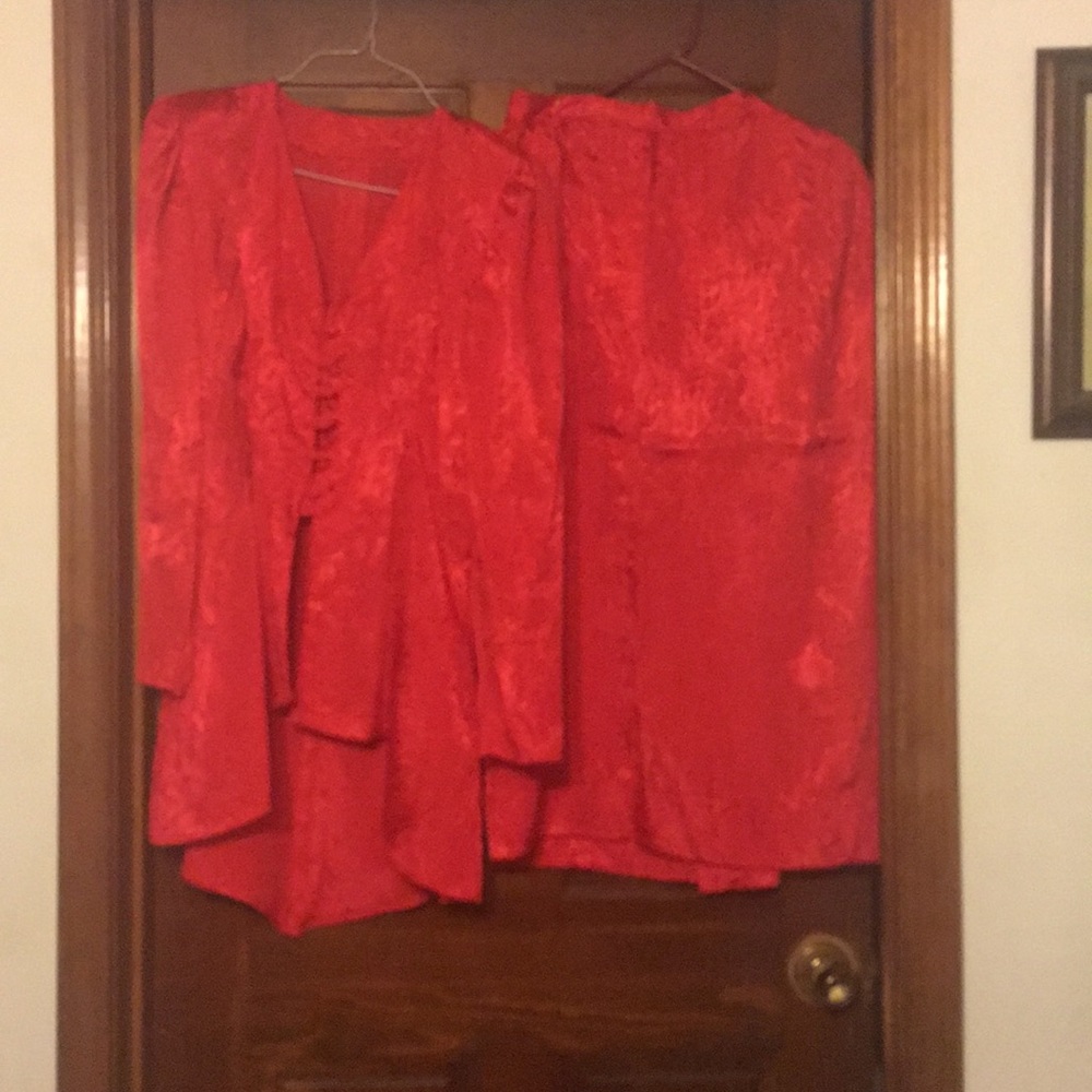 Show stopper red two piece evening wear